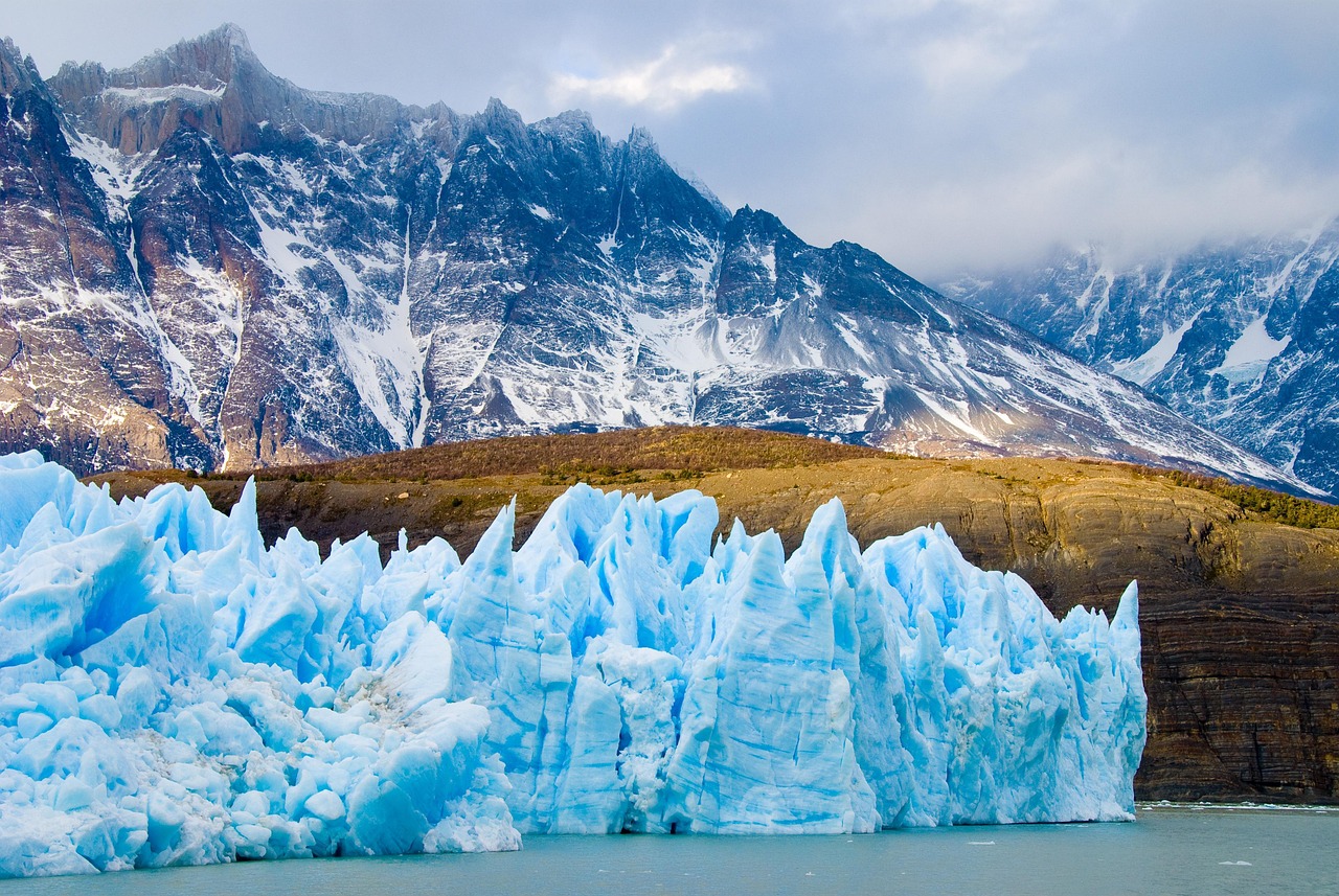 A view of a large glacier in the Patagonian wilderness